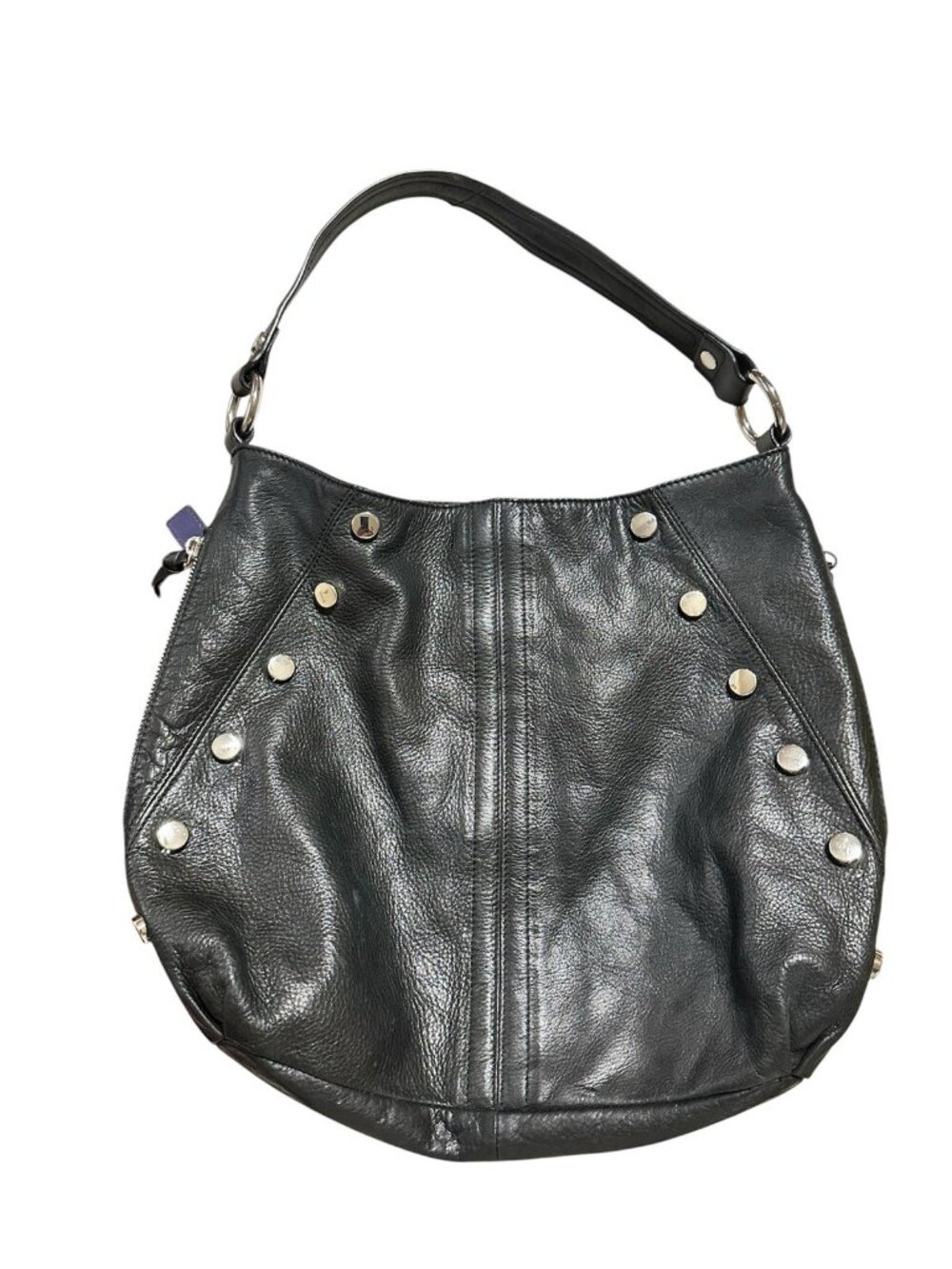 b makowsky leather handbag black shoulder bag pebbled studded